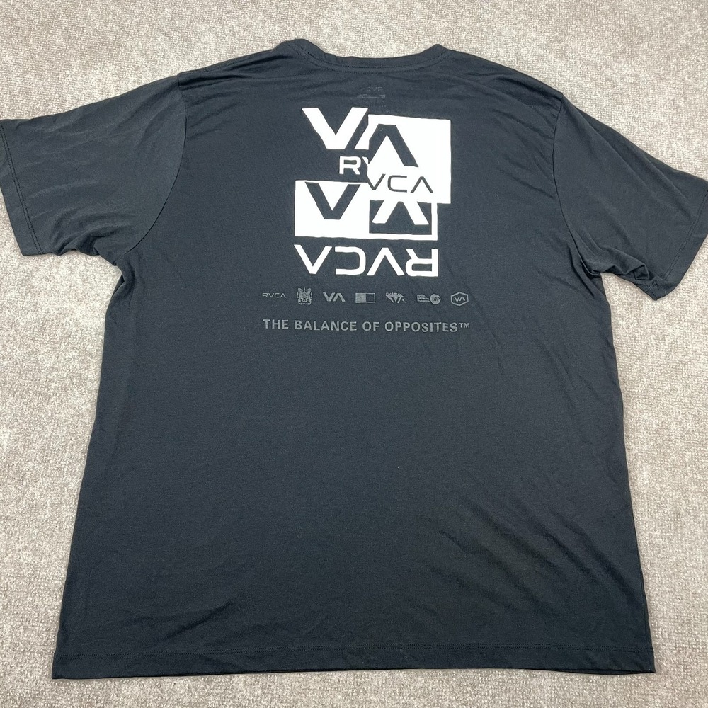 Rvca Sport T Shirt Mens 2XL Black Va Logo Graphic Print Crew Neck Regular Fit - Picture 2 of 11